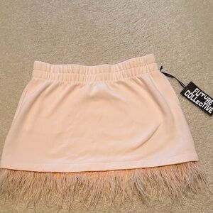 BRAND NEW WITH TAGS Cream Skirt with Feather Trim